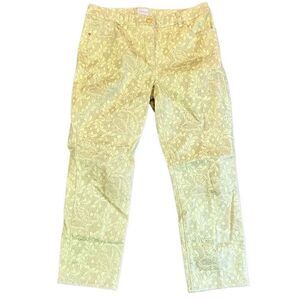 Chico’s Shimmer Green Gold Floral Jeans 0.5, 6